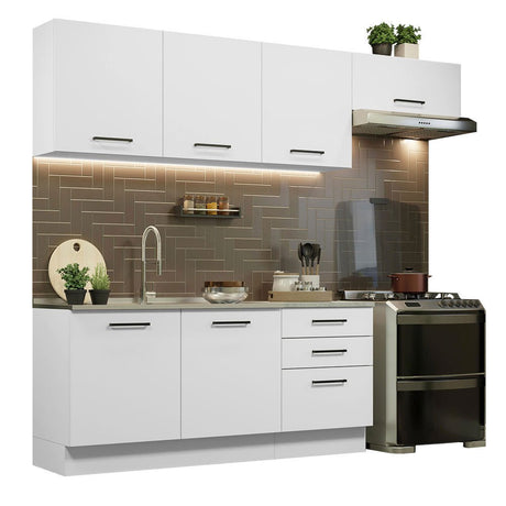 Cocina Integral Agata Blanco 260x225cm sin Mesón y sin Estufa - COCINAS | Bylmo