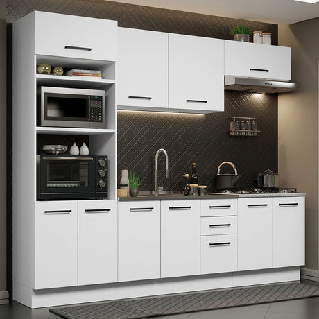 Cocina Integral Agata Blanco 270x225cm sin Mesón con Dos Muebles Superiores y sin Estufa - COCINAS | Bylmo