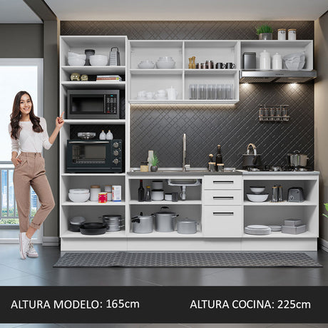 Cocina Integral Agata Blanco 270x225cm sin Mesón con Dos Muebles Superiores y sin Estufa - COCINAS | Bylmo