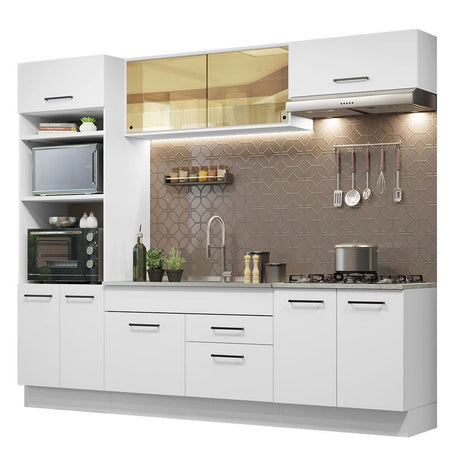 Cocina Integral Agata Blanco 270x225cm sin Mesón con Dso Muebles Inferiores y sin Estufa - COCINAS | Bylmo