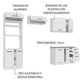 Cocina Integral Agata Blanco 270x225cm con Mesón de Madera y sin Estufa - COCINAS | Bylmo