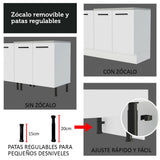 Cocina Integral Agata Blanco 270x225cm con Mesón de Madera y sin Estufa - COCINAS | Bylmo