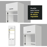Cocina Integral Agata Blanco 270x225cm con Mesón de Madera y sin Estufa - COCINAS | Bylmo