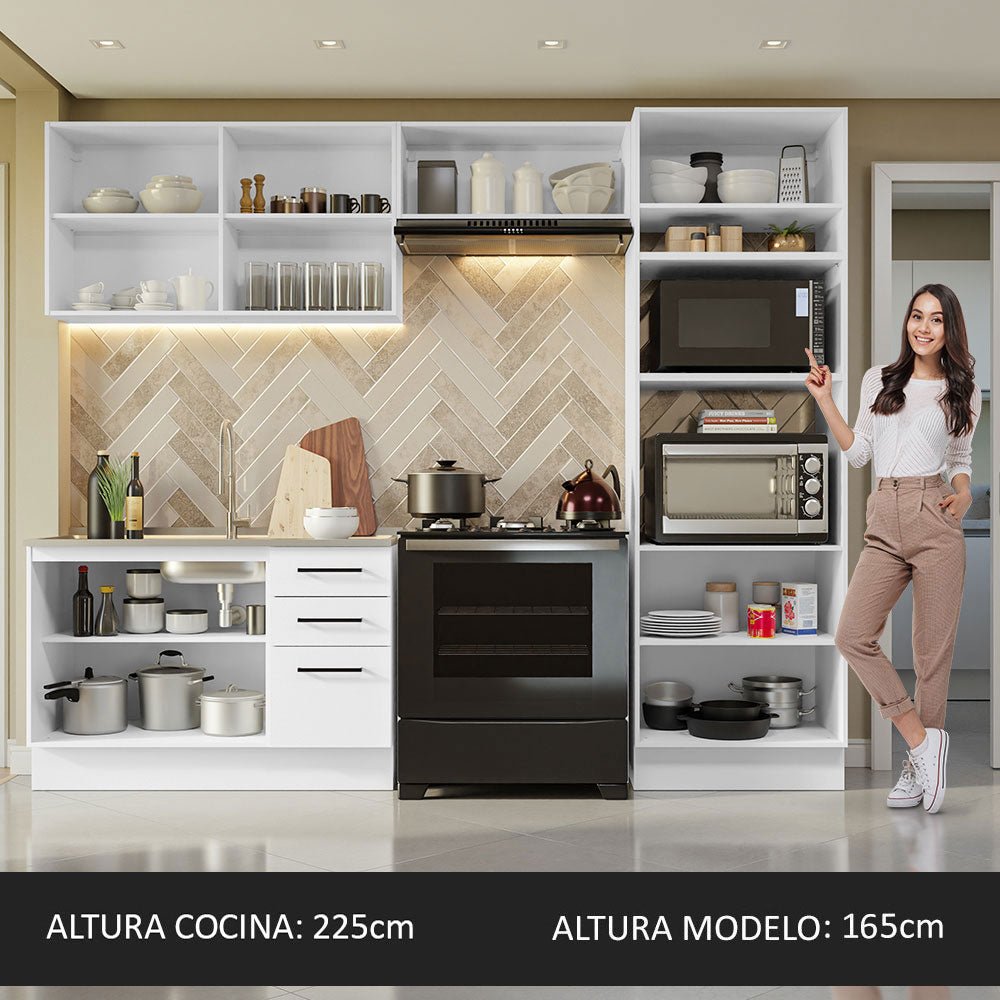 Cocina Integral Agata Blanco 270x225cm sin Mesón y sin Estufa - COCINAS | Bylmo