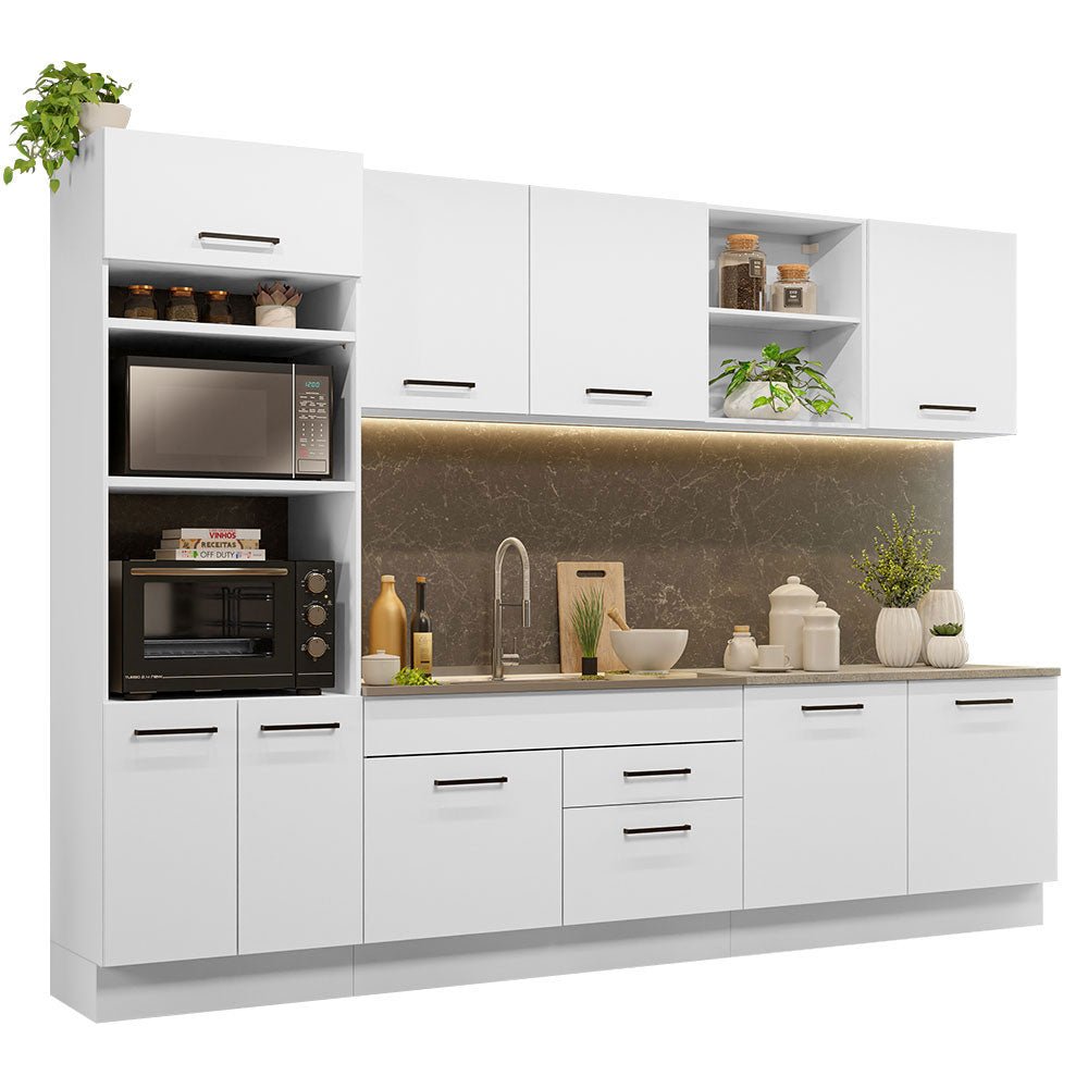 Cocina Integral Agata Blanco 310x225cm sin Mesón y sin Estufa - COCINAS | Bylmo