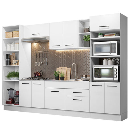 Cocina Integral Agata Blanco 330x225cm sin Mesón y sin Estufa - COCINAS | Bylmo