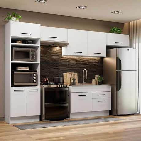 Cocina Integral Agata Blanco 350x225cm sin Mesón y sin Estufa - COCINAS | Bylmo