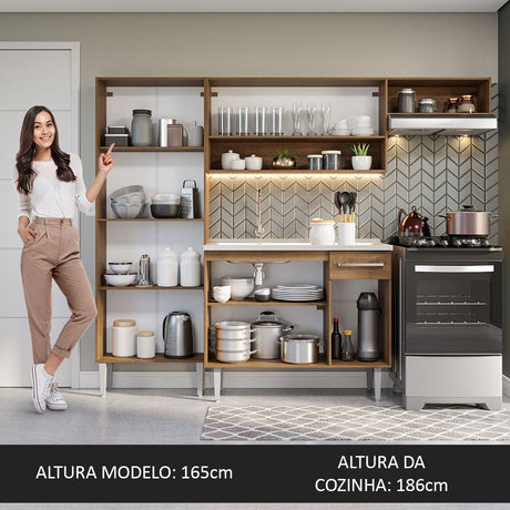 Cocina Integral Emily Blanco 229x186cm con Mesón de Acero Inoxidable y sin Estufa - COCINAS | Bylmo