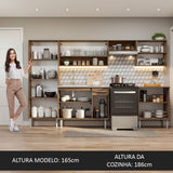 Cocina Integral Emily Blanco 293x186cm con Mesón de Acero Inoxidable con Catorce Entrepaños y sin Estufa - COCINAS | Bylmo