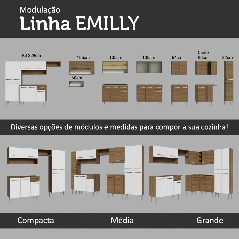 Cocina Integral Emily Blanco 293x186cm con Mesón de Acero Inoxidable con Catorce Entrepaños y sin Estufa - COCINAS | Bylmo