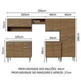 Cocina Integral Emily Marron 293x186cm con Mesón de Acero Inoxidable y sin Estufa - COCINAS | Bylmo