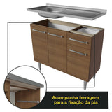 Cocina Integral Emily Marron 293x186cm con Mesón de Acero Inoxidable y sin Estufa - COCINAS | Bylmo