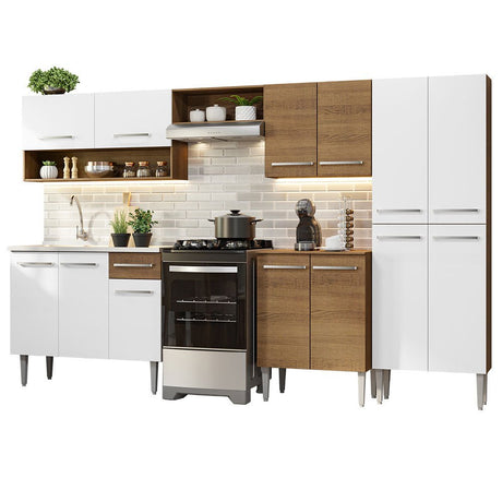 Cocina Integral Emily Blanco 293x186cm con Mesón de Acero Inoxidable y sin Estufa - COCINAS | Bylmo