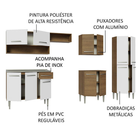 Cocina Integral Emily Blanco 293x186cm con Mesón de Acero Inoxidable y sin Estufa - COCINAS | Bylmo