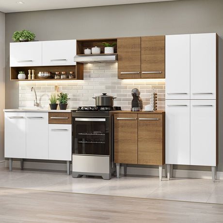 Cocina Integral Emily Blanco 293x186cm con Mesón de Acero Inoxidable y sin Estufa - COCINAS | Bylmo