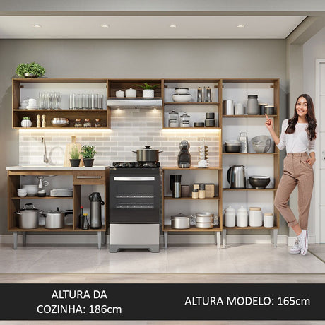 Cocina Integral Emily Blanco 293x186cm con Mesón de Acero Inoxidable y sin Estufa - COCINAS | Bylmo