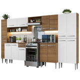 Cocina Integral Emily Blanco 325x186cm con Mesón de Madera y sin Estufa - COCINAS | Bylmo