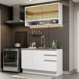 Cocina Integral Glamy Blanco 120x225cm sin Mesón con Ocho Entrepaños y sin Estufa - COCINAS | Bylmo