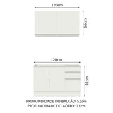 Cocina Integral Glamy Blanco 120x225cm sin Mesón y sin Estufa - COCINAS | Bylmo