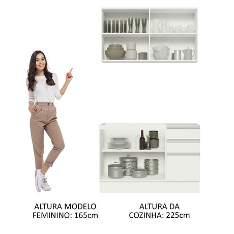 Cocina Integral Glamy Blanco 120x225cm sin Mesón y sin Estufa - COCINAS | Bylmo