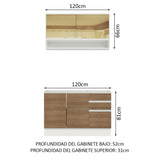 Cocina Integral Glamy Marron 120x225cm con Mesón de Acero Inoxidable con Tres Cajones y sin Estufa - COCINAS | Bylmo
