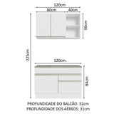 Cocina Integral Glamy Blanco 120x225cm con Mesón de Acero Inoxidable con Dos Cajones y sin Estufa - COCINAS | Bylmo