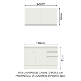 Cocina Integral Glamy Blanco 120x225cm con Mesón de Acero Inoxidable y sin Estufa - COCINAS | Bylmo