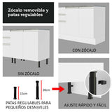Cocina Integral Glamy Blanco 120x225cm con Mesón de Acero Inoxidable y sin Estufa - COCINAS | Bylmo