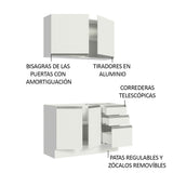 Cocina Integral Glamy Blanco 120x225cm con Mesón de Acero Inoxidable y sin Estufa - COCINAS | Bylmo