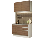 Cocina Integral Glamy Marron 120x225cm con Mesón de Acero Inoxidable y sin Estufa - COCINAS | Bylmo