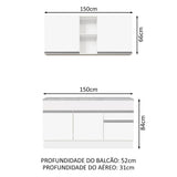 Cocina Integral Glamy Blanco 150x225cm con Mesón de Acero Inoxidable y sin Estufa - COCINAS | Bylmo