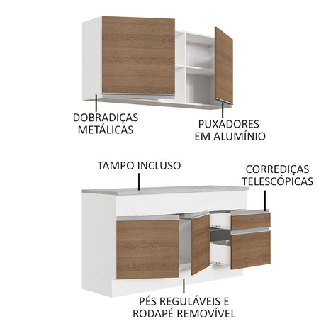 Cocina Integral Glamy Marron 150x225cm con Mesón de Madera y sin Estufa - COCINAS | Bylmo