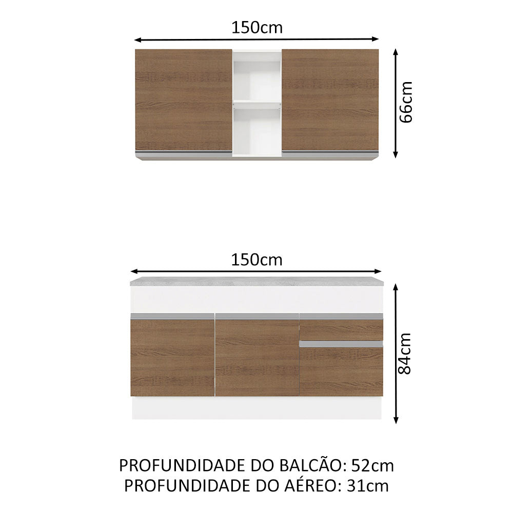 Cocina Integral Glamy Marron 150x225cm con Mesón de Madera y sin Estufa - COCINAS | Bylmo
