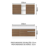 Cocina Integral Glamy Marron 150x225cm con Mesón de Madera y sin Estufa - COCINAS | Bylmo