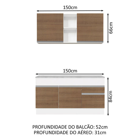 Cocina Integral Glamy Marron 150x225cm con Mesón de Madera y sin Estufa - COCINAS | Bylmo