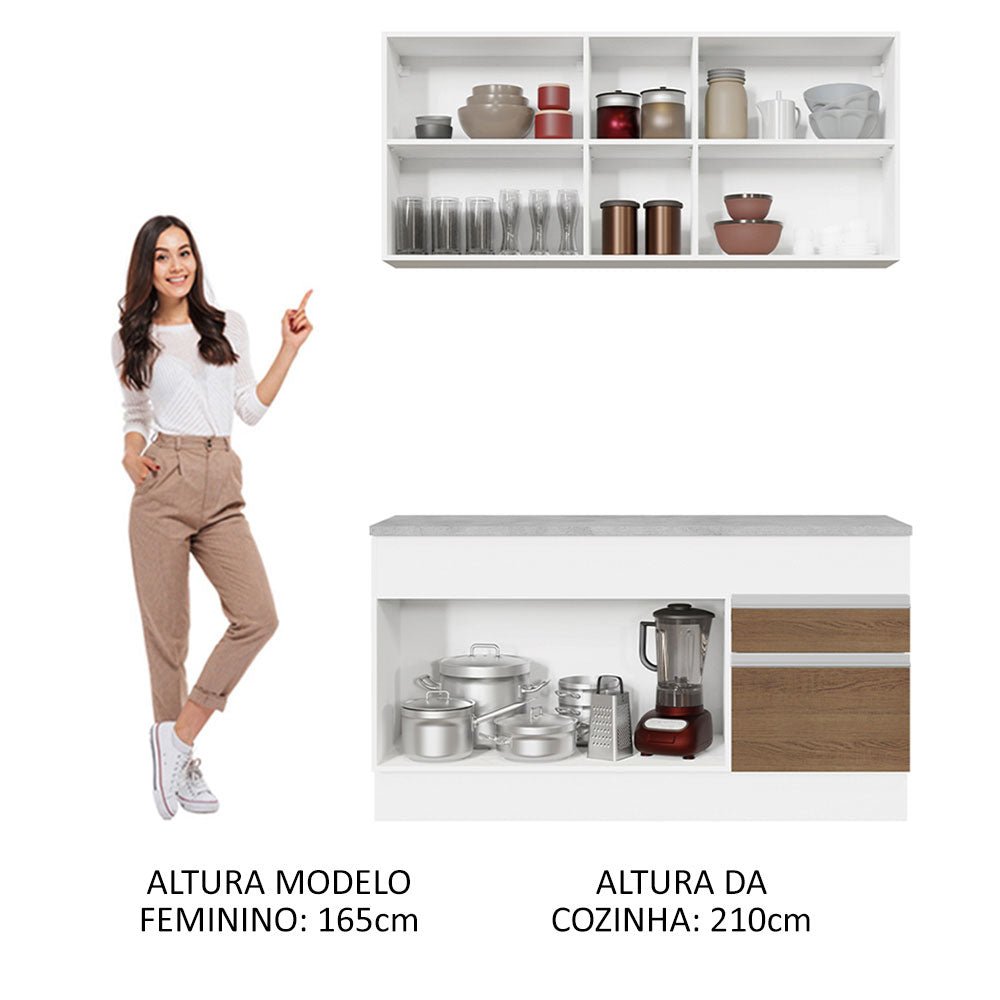 Cocina Integral Glamy Marron 150x225cm con Mesón de Madera y sin Estufa - COCINAS | Bylmo