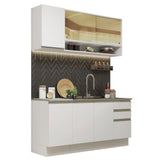 Cocina Integral Glamy Blanco 160x225cm sin Mesón y sin Estufa - COCINAS | Bylmo
