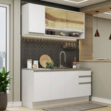Cocina Integral Glamy Blanco 160x225cm sin Mesón y sin Estufa - COCINAS | Bylmo