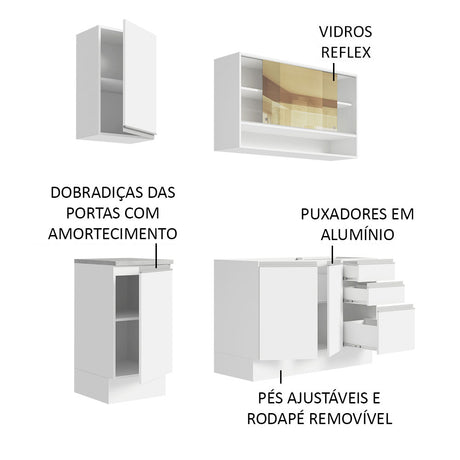 Cocina Integral Glamy Blanco 160x225cm sin Mesón y sin Estufa - COCINAS | Bylmo