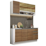 Cocina Integral Glamy Marron 160x225cm sin Mesón con Once Entrepaños y sin Estufa - COCINAS | Bylmo