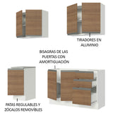 Cocina Integral Glamy Marron 160x225cm con Mesón de Acero Inoxidable con Tres Cajones y sin Estufa - COCINAS | Bylmo