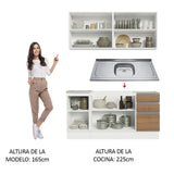 Cocina Integral Glamy Marron 160x225cm con Mesón de Acero Inoxidable con Tres Cajones y sin Estufa - COCINAS | Bylmo