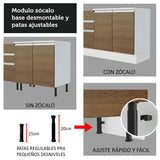 Cocina Integral Glamy Marron 160x225cm con Mesón de Acero Inoxidable con Tres Cajones y sin Estufa - COCINAS | Bylmo