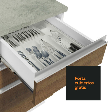 Cocina Integral Glamy Marron 160x225cm con Mesón de Acero Inoxidable y sin Estufa - COCINAS | Bylmo