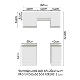 Cocina Integral Glamy Blanco 160x225cm sin Mesón sin Cajones y sin Estufa - COCINAS | Bylmo