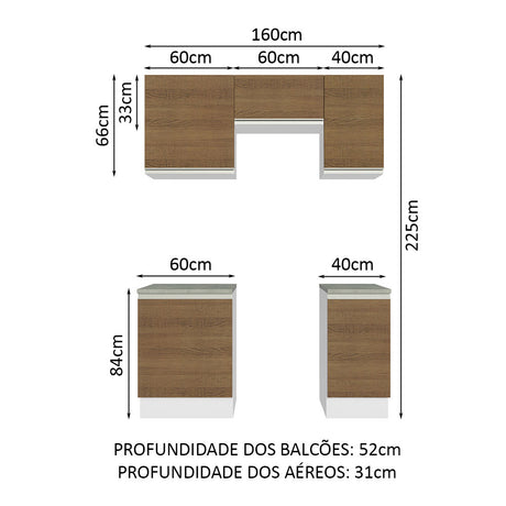 Cocina Integral Glamy Marron 160x225cm sin Mesón y sin Estufa - COCINAS | Bylmo