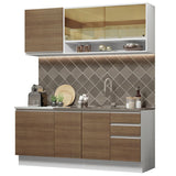 Cocina Integral Glamy Marron 180x225cm sin Mesón con Once Entrepaños y sin Estufa - COCINAS | Bylmo