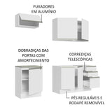 Cocina Integral Glamy Blanco 180x225cm sin Mesón con Nueve Entrepaños y sin Estufa - COCINAS | Bylmo