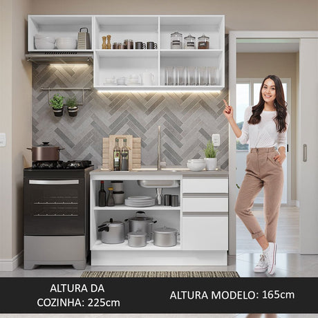 Cocina Integral Glamy Blanco 180x225cm sin Mesón y sin Estufa - COCINAS | Bylmo