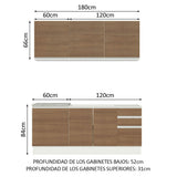 Cocina Integral Glamy Marron 180x225cm con Mesón de Acero Inoxidable con Diez Entepaños y sin Estufa - COCINAS | Bylmo